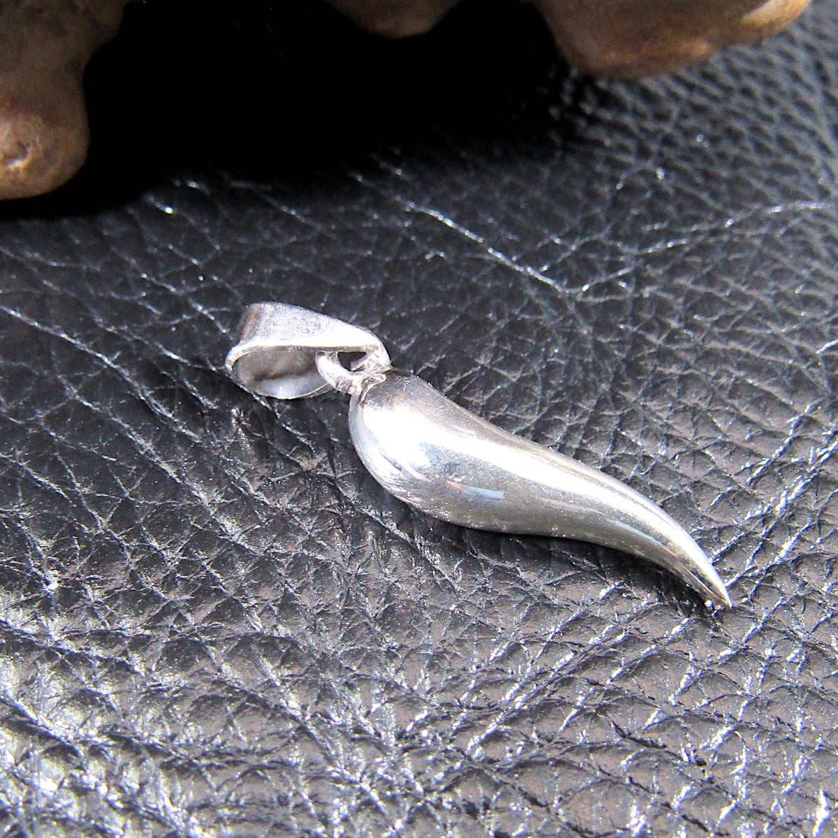 Solid 925 Sterling Silver Italian Horn Pendant, Handcrafted Cornicello Charm, Protection Jewelry, Little Hornlet Symbol, Corno Talisman