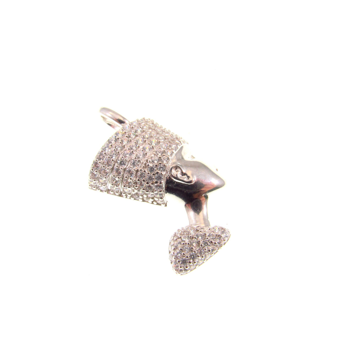 Solid 925 Sterling Silver Nefertiti Pendant – Pavé Queen of Egypt Necklace, Iced Out Profile Charm – Silver Ancient Egyptian Pharaoh Jewelry