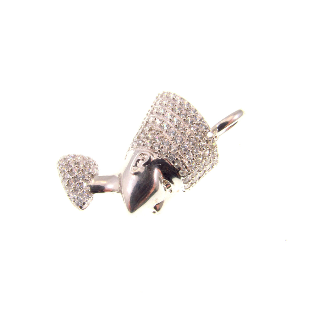 Solid 925 Sterling Silver Nefertiti Pendant – Pavé Queen of Egypt Necklace, Iced Out Profile Charm – Silver Ancient Egyptian Pharaoh Jewelry