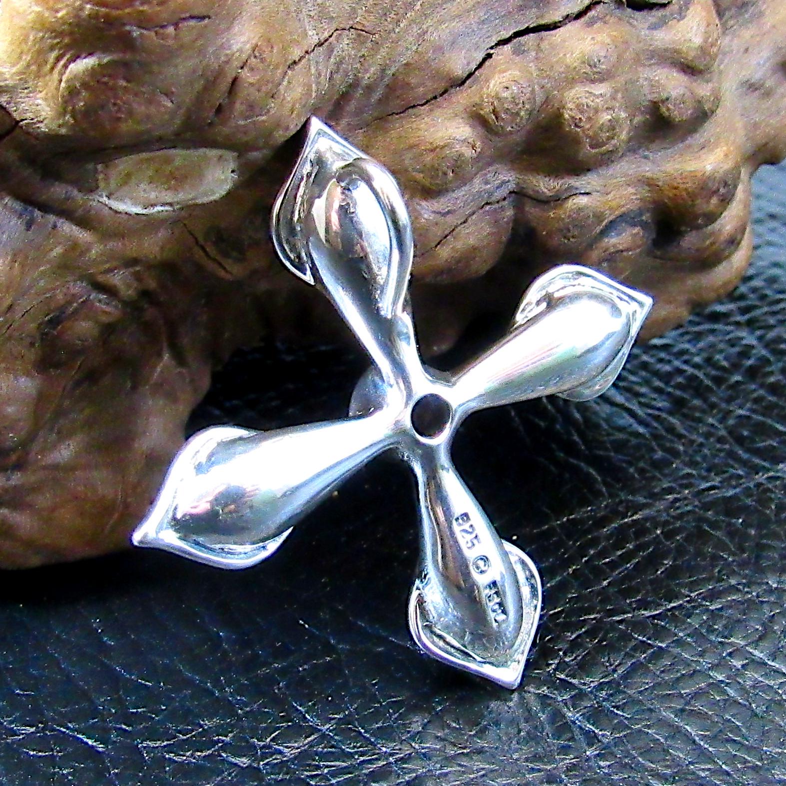 Solid 925 Sterling Silver Calla Lily Cross Slide Pendant with Faceted Amethyst Gemstone, Floral Christian Jewelry, Women’s Religious Amulet
