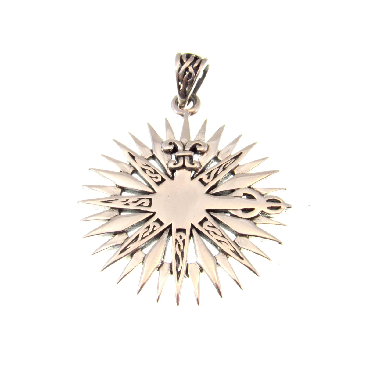 Solid 925 Sterling Silver Rose Compass Pendant, Fleur de Lis Celtic Jewelry, Nautical North Star Amulet, Nautical Gift for Men or Women