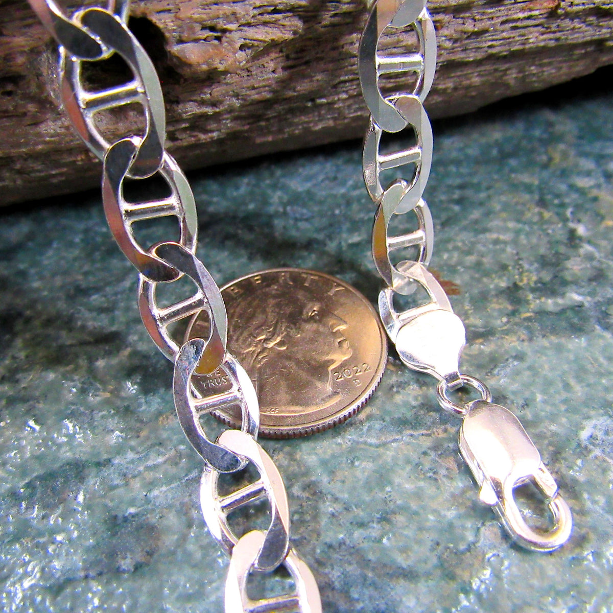 Solid 925 Sterling Silver Mariner Chain Necklace or Bracelet, Italian Anchor Link, Heavy Mens Nautical Jewelry Gift, 1.8mm-10mm. 7"-30"