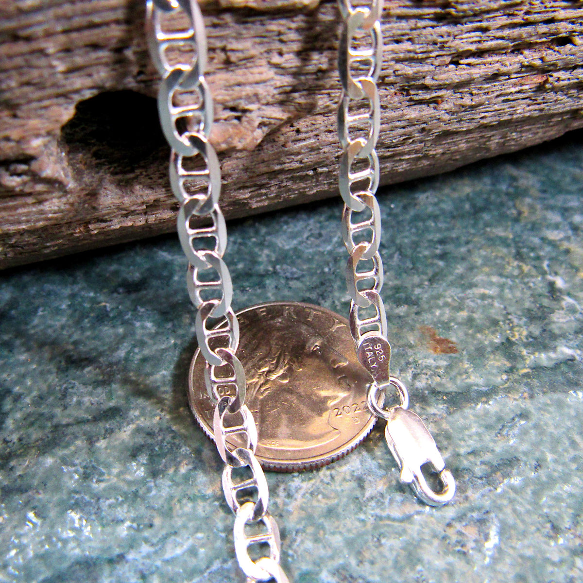 Solid 925 Sterling Silver Mariner Chain Necklace or Bracelet, Italian Anchor Link, Heavy Mens Nautical Jewelry Gift, 1.8mm-10mm. 7"-30"
