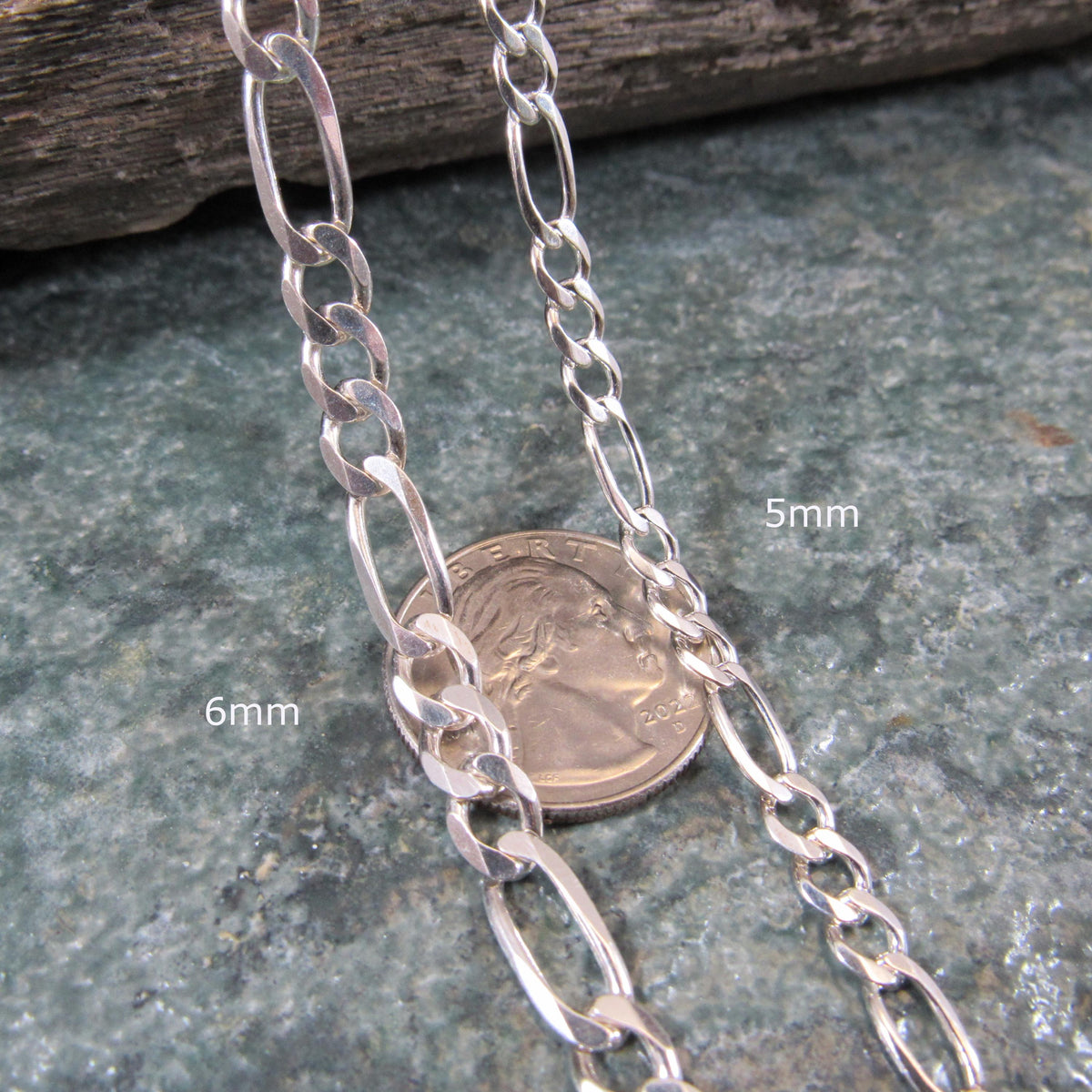 925 Figaro Link Bracelet Chain, Solid Sterling Silver, Made in Italy, Unisex Italian Urban Jewelry, Chunky and Dainty Sizes for Men & Women