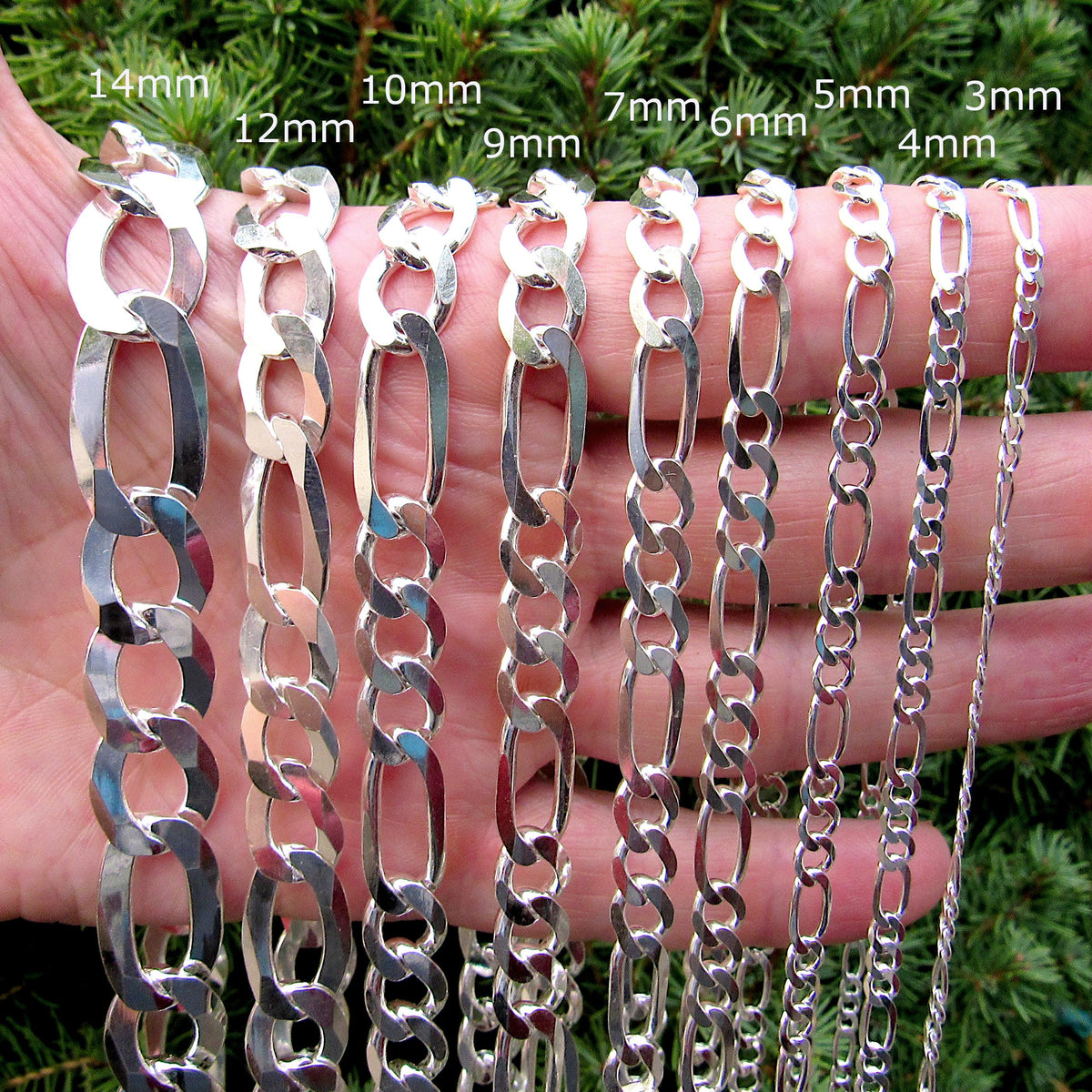 925 Italian Figaro Link Necklace Chain, Solid Sterling Silver, Made in Italy, Urban Streetwear Jewelry, Unisex Necklace for Men & Women