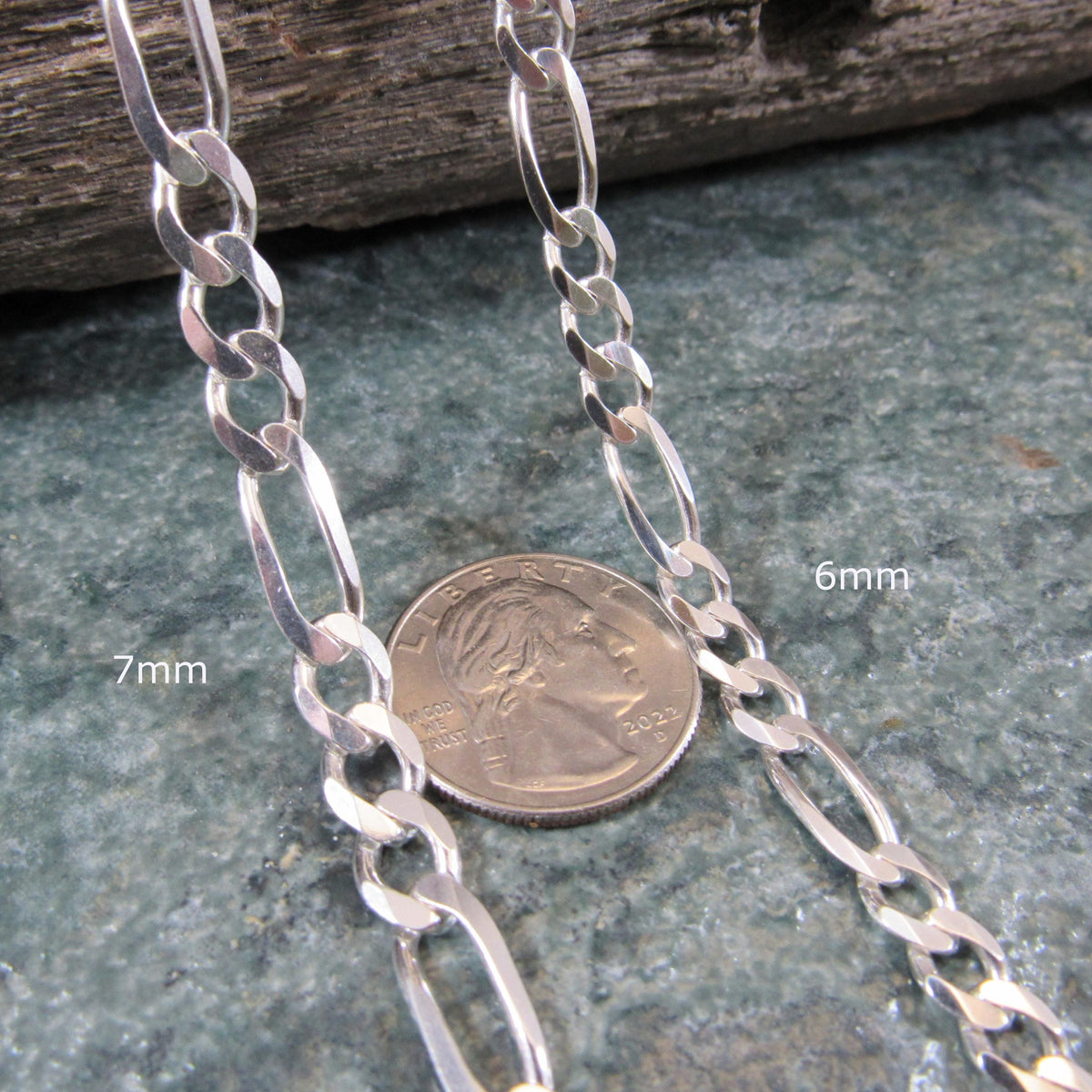 Solid 925 Sterling Silver Italian Figaro Chain, Necklace or Bracelet, 3mm-14mm, 7"-34", Heavy Chunky Links, Men's Statement Jewelry