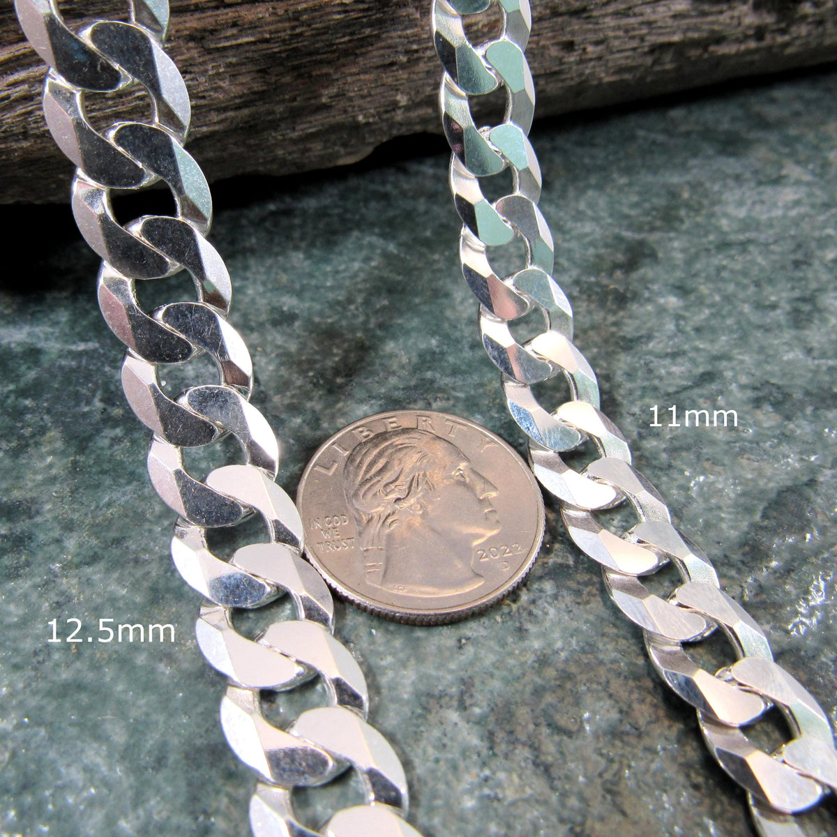 Solid 925 Sterling Silver Curb Chain Necklace or Bracelet, Heavy Cuban Link Chains for Men, Dainty Unisex Jewelry for Women, Made in Italy