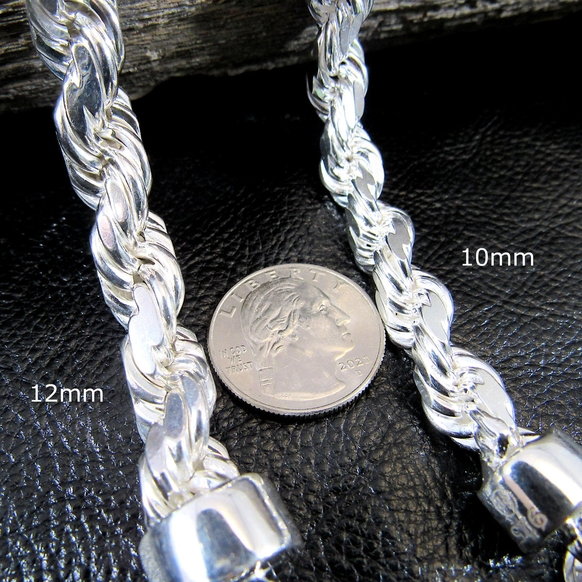Solid 925 Sterling Silver Rope Chain, Italian Diamond Cut Necklace / Bracelet, Unisex Jewelry for Men and Women, Pendant Chain, 1.5mm–12mm