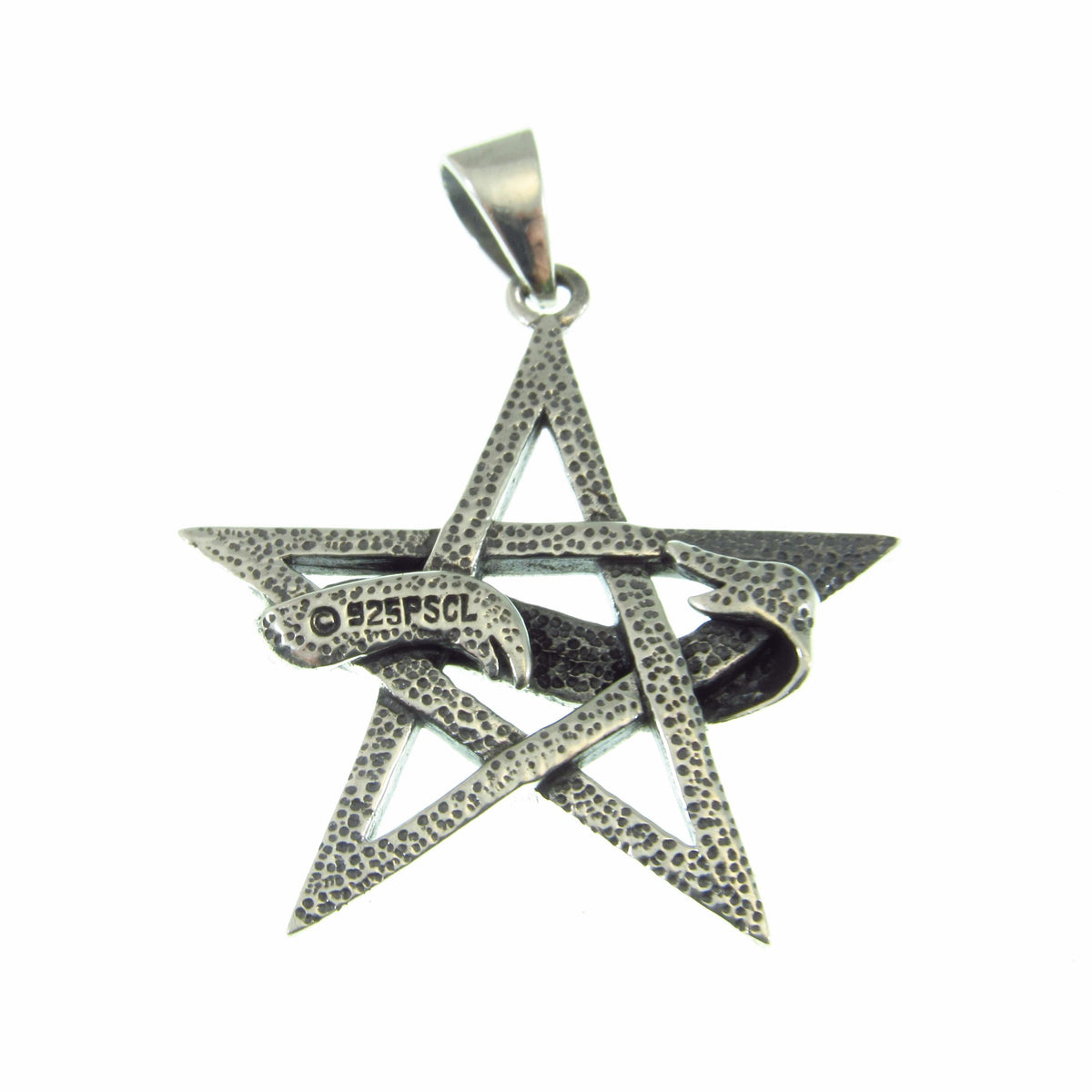 Solid 925 Sterling Silver Witch Diva Pentagram Pendant, Pagan / Wiccan Amulet, Gothic & Occult Jewelry
