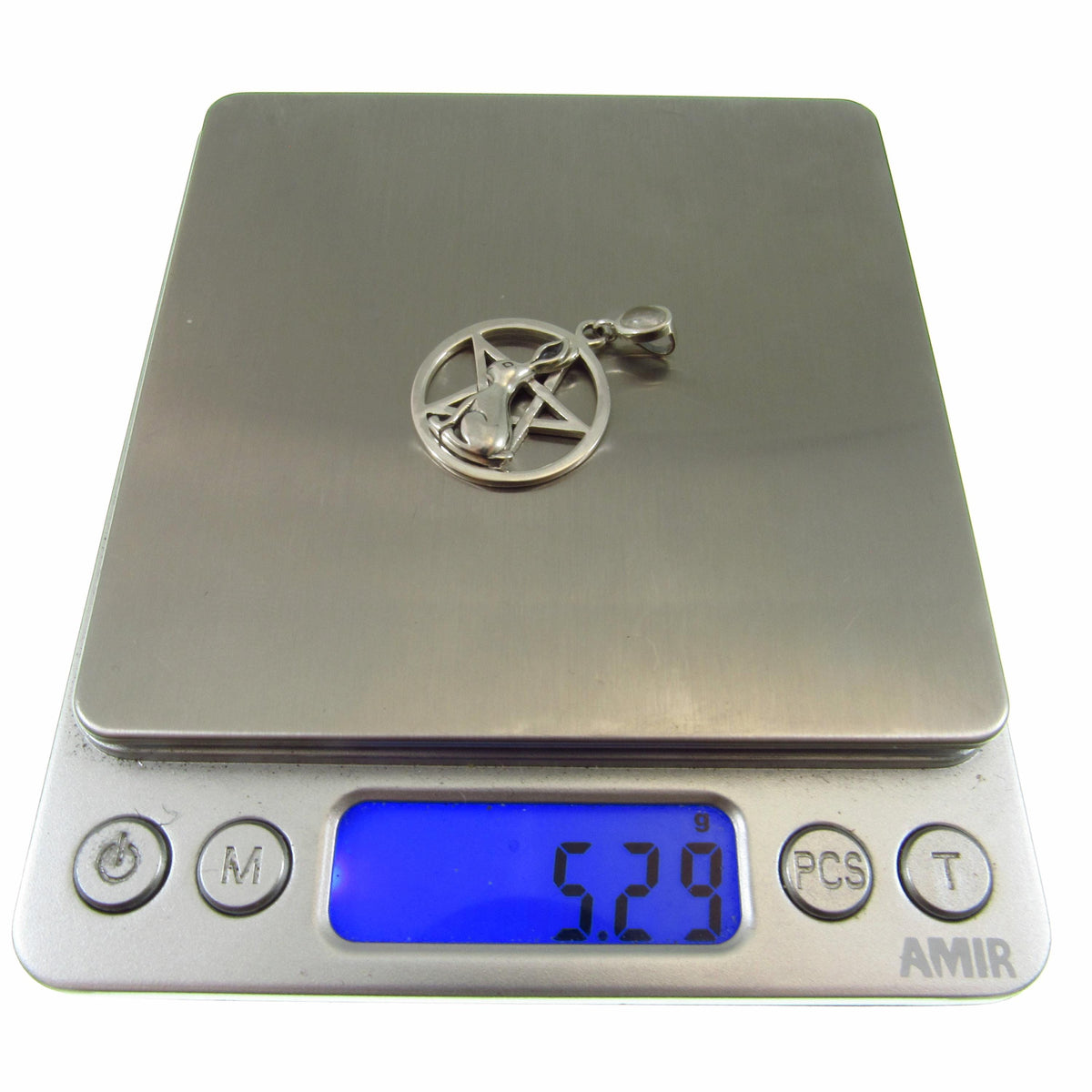 Solid 925 Sterling Silver Rabbit Pentacle Pendant, Pagan Wiccan Ostara Jewelry, Spring Equinox Amulet