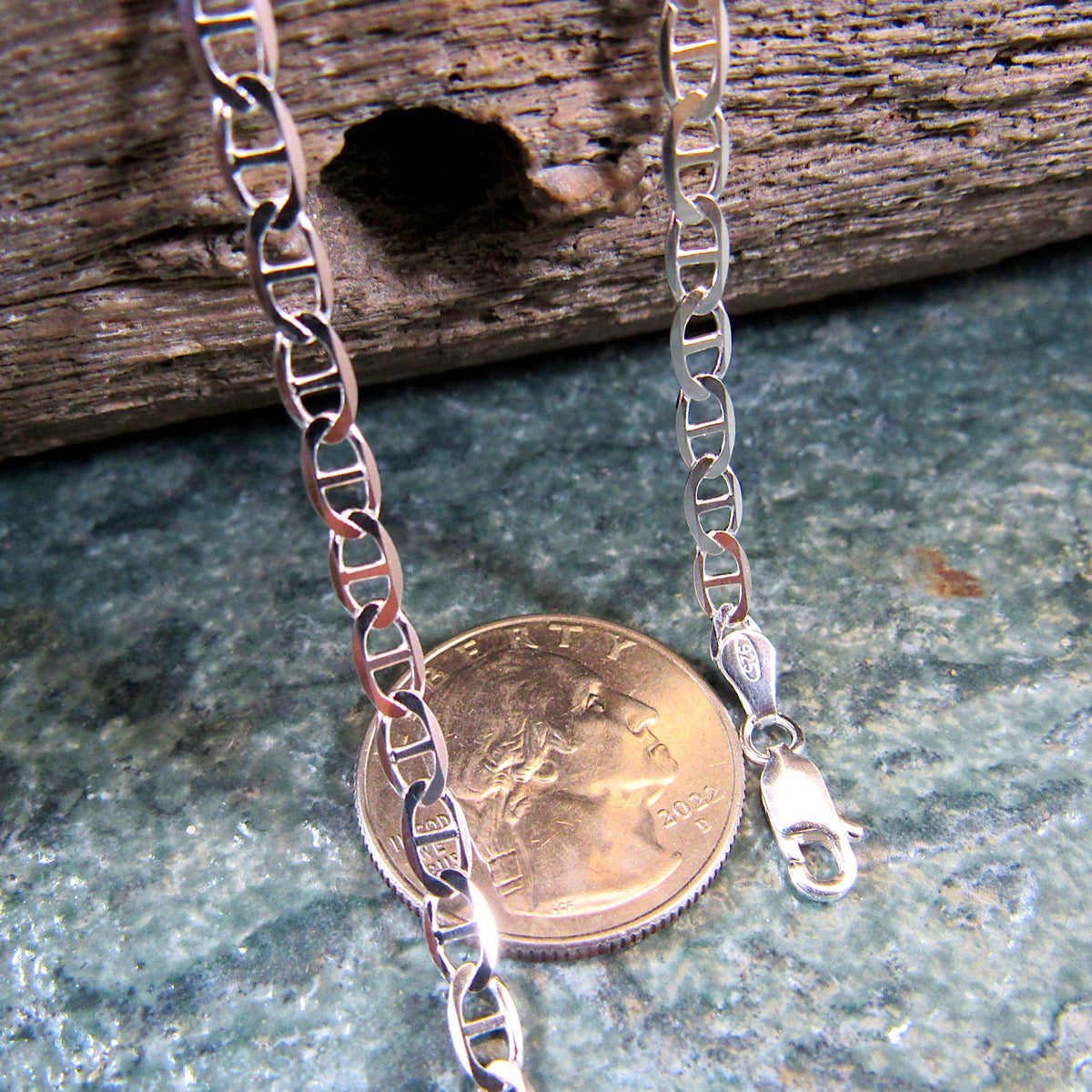 Solid 925 Sterling Silver Mariner Chain Necklace or Bracelet, Italian Anchor Link, Heavy Mens Nautical Jewelry Gift, 1.8mm-10mm. 7"-30"