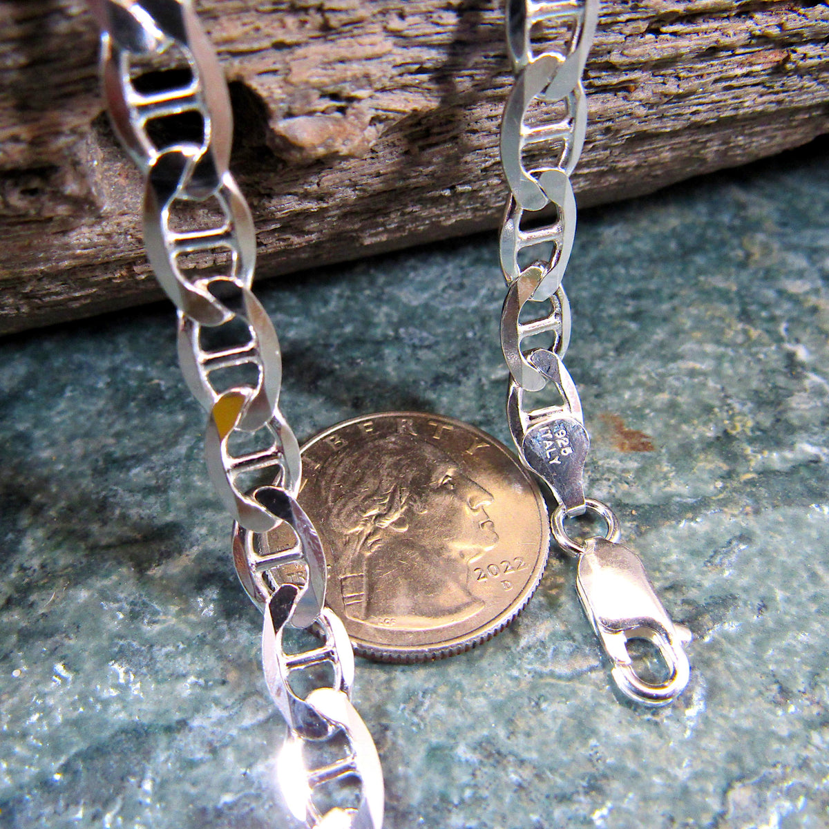 Solid 925 Sterling Silver Mariner Chain Necklace or Bracelet, Italian Anchor Link, Heavy Mens Nautical Jewelry Gift, 1.8mm-10mm. 7"-30"