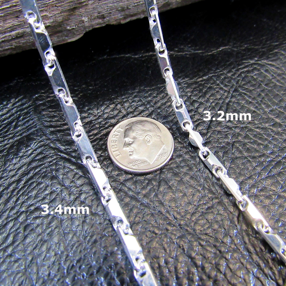 Solid 925 Sterling Silver Heshe Chain / Italian Unisex He-She Bracelet or Necklace, Industrial Jewelry for Men / Women, 1.2mm-4.6mm, 7"-30"