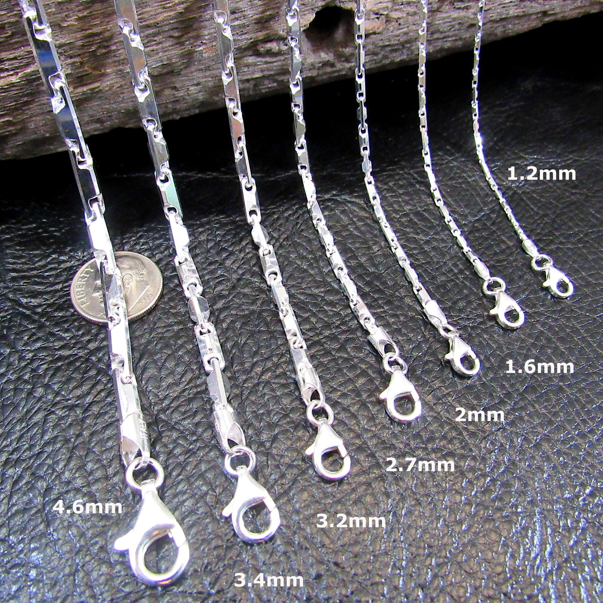 Solid 925 Sterling Silver Heshe Chain / Italian Unisex He-She Bracelet or Necklace, Industrial Jewelry for Men / Women, 1.2mm-4.6mm, 7"-30"