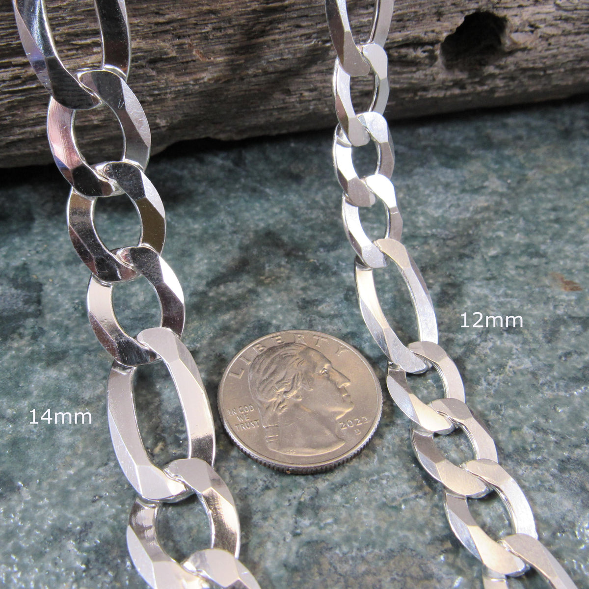 925 Figaro Link Bracelet Chain, Solid Sterling Silver, Made in Italy, Unisex Italian Urban Jewelry, Chunky and Dainty Sizes for Men & Women