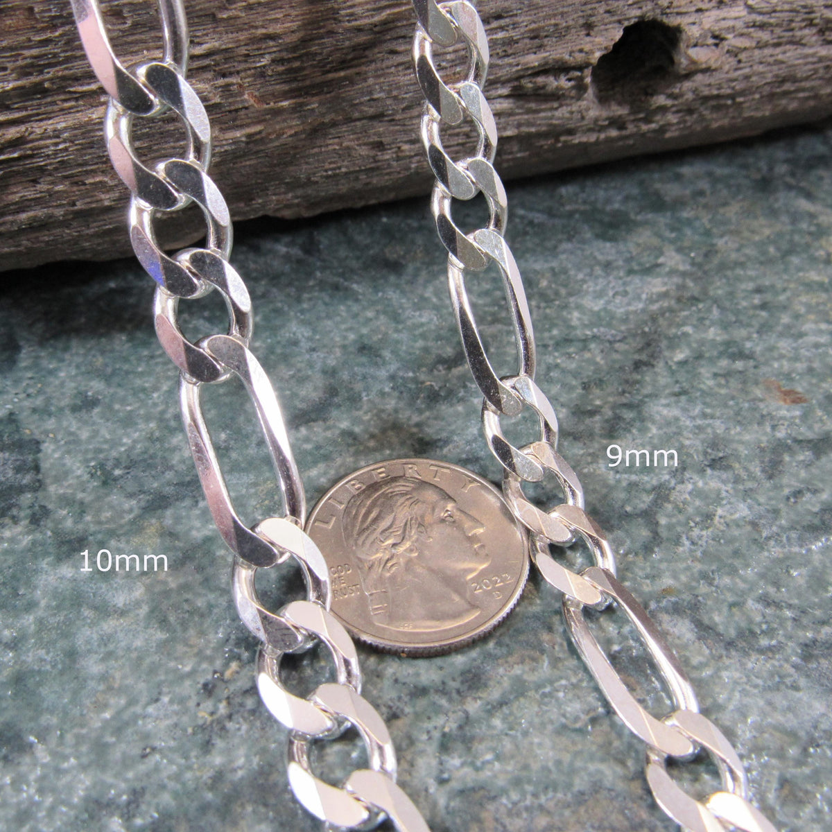 925 Figaro Link Bracelet Chain, Solid Sterling Silver, Made in Italy, Unisex Italian Urban Jewelry, Chunky and Dainty Sizes for Men & Women