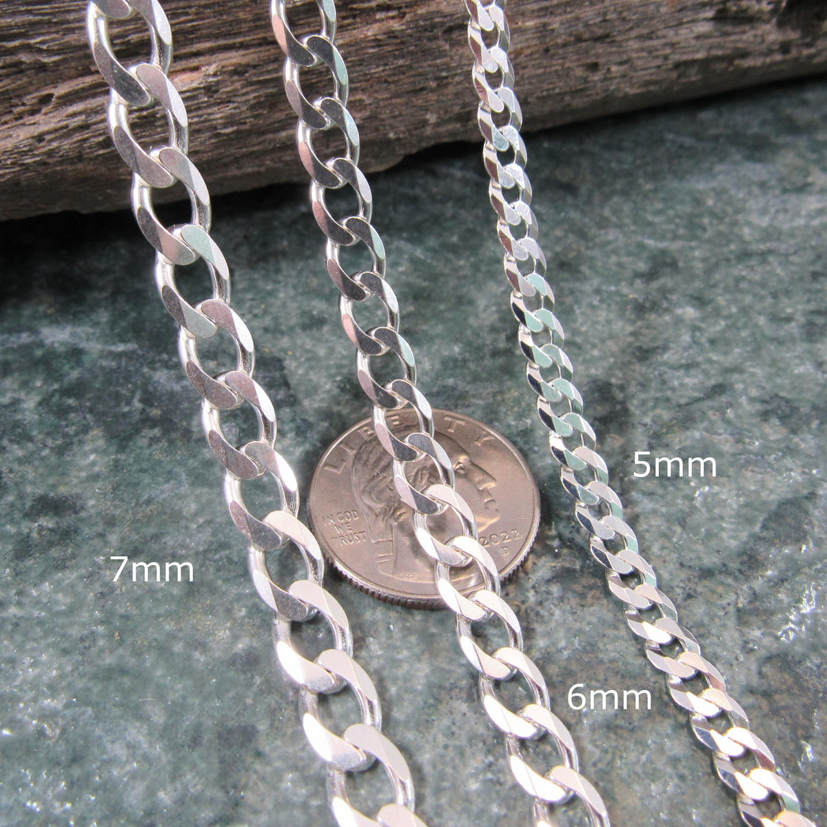Solid 925 Sterling Silver Curb Chain Necklace or Bracelet, Heavy Cuban Link Chains for Men, Dainty Unisex Jewelry for Women, Made in Italy