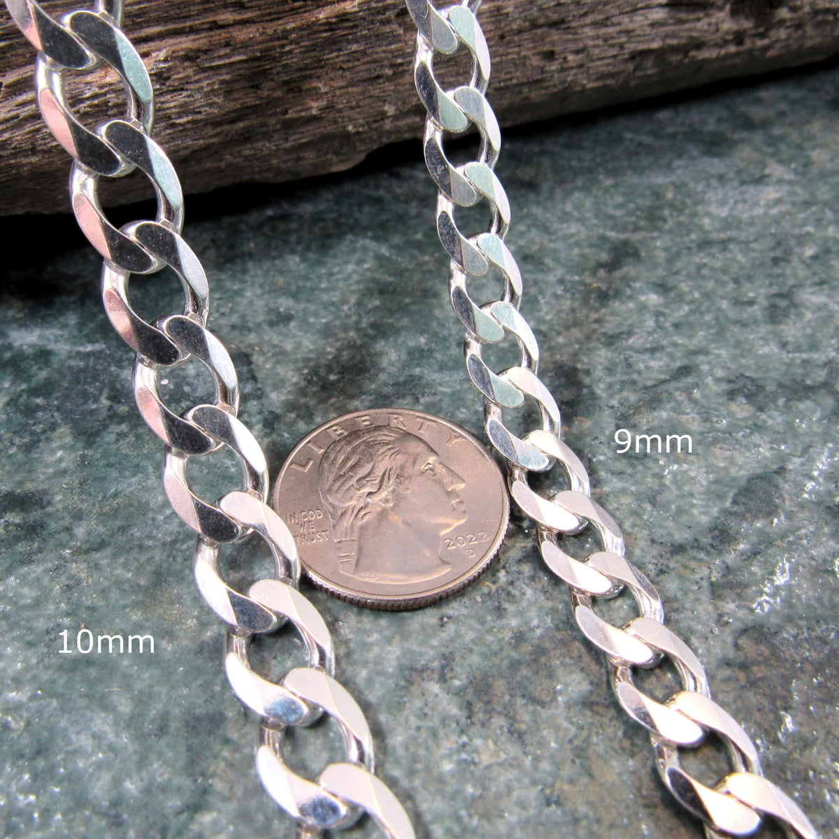 Solid 925 Sterling Silver Curb Chain Necklace or Bracelet, Heavy Cuban Link Chains for Men, Dainty Unisex Jewelry for Women, Made in Italy