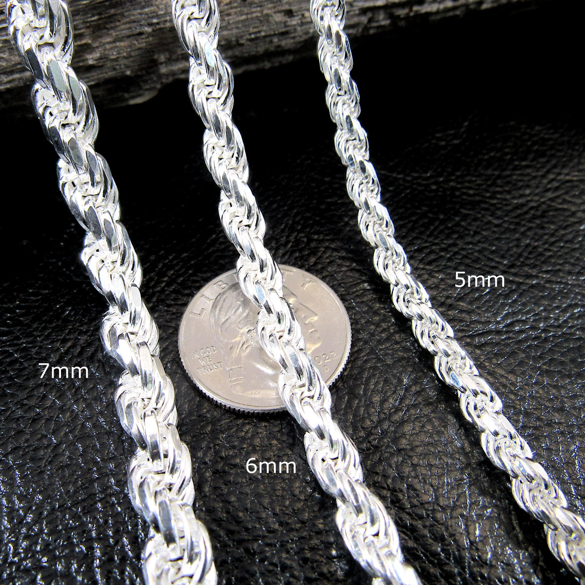 925 Italian Rope Chain Bracelet, Diamond Cut Solid Sterling Silver, Dainty or Chunky Unisex Jewelry, Timeless Gift for Him or Her