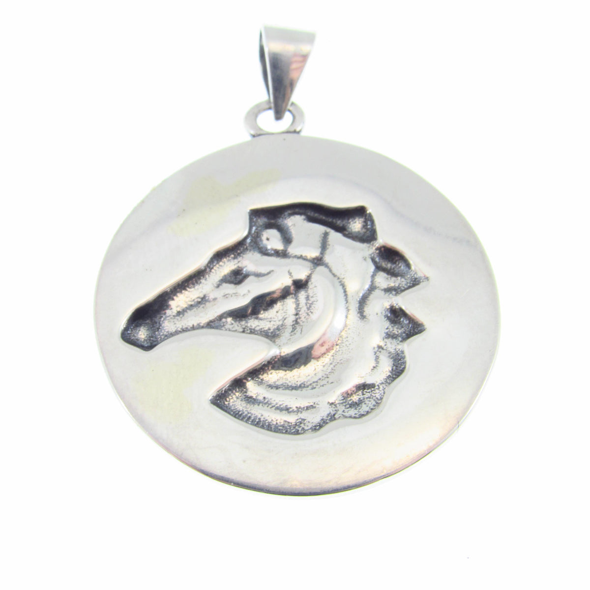 Solid 925 Sterling Silver Horse Medallion Pendant | Greek Key Puzzle, Equestrian “Coin” Necklace Amulet, Stallion Head Charm, Animal Jewelry