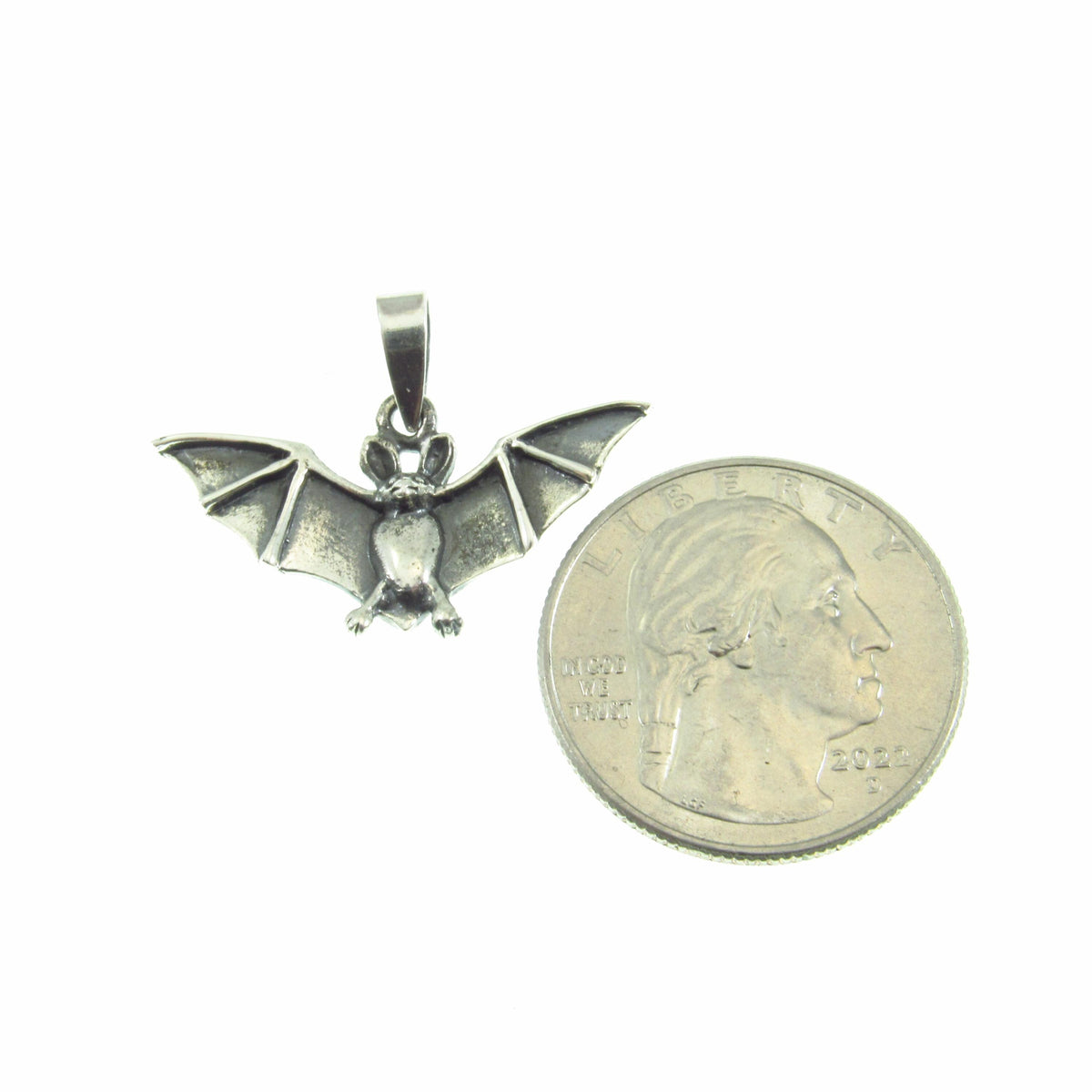 Solid 925 Sterling Silver Bat Pendant – Gothic Vampire Bat Necklace Charm, Witchy Animal Totem