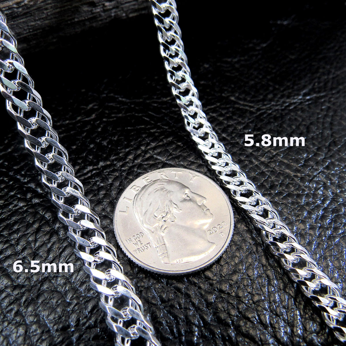 Solid 925 Sterling Silver Rombo Chain Necklace or Bracelet – Italian Diamond Cut Double Link Curb Chain for Men, 2.5mm–8.7mm, 7–30 inch