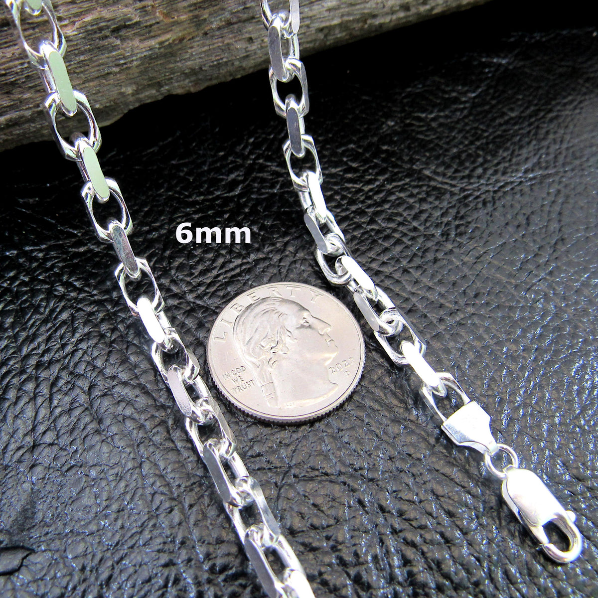 Solid 925 Sterling Silver Anchor Chain, Diamond Cut, Men's Nautical Cable Link Necklace or Bracelet, Made in Italy