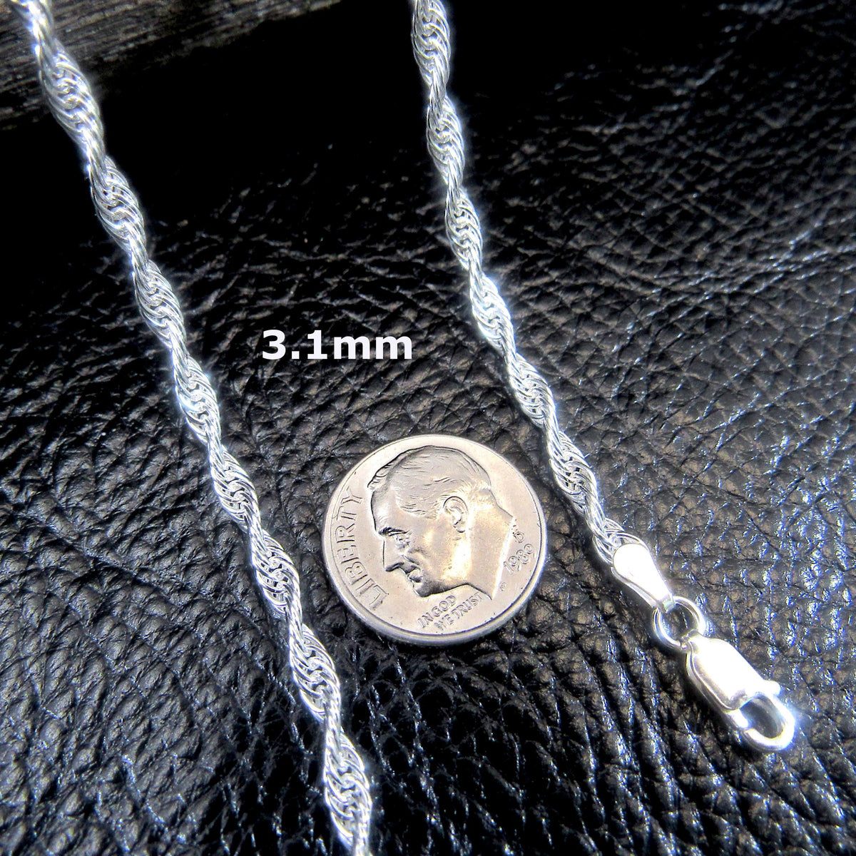 Solid 925 Sterling Silver Italian Twisted Rope Chain, Women's Loose Rope Necklace, Fine Jewelry Gift for Women, Made in Italy