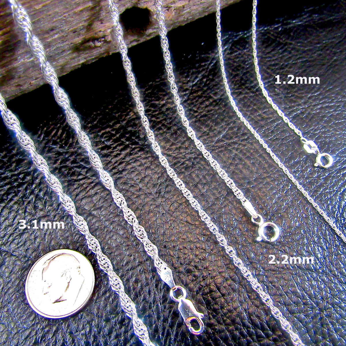 Solid 925 Sterling Silver Italian Twisted Rope Chain, Women's Loose Rope Necklace, Fine Jewelry Gift for Women, Made in Italy