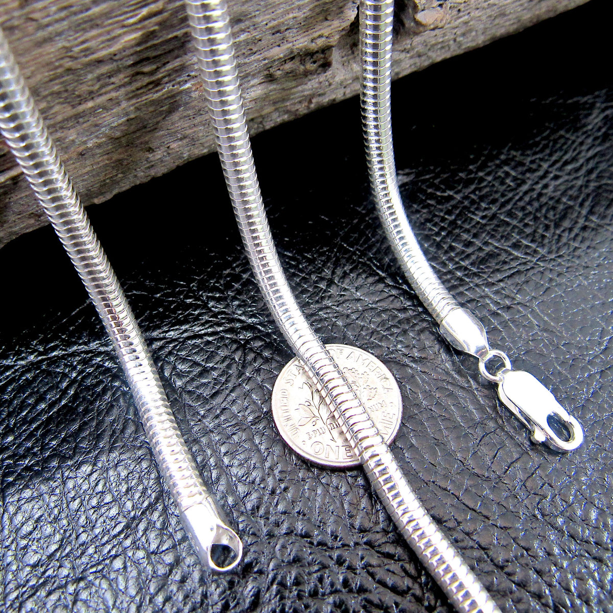 4MM Round Snake Chain, Solid 925 Sterling Silver, Snake 400 Gauge, Chunky Necklace, Italian Unisex Layering / Stacking Chain, Made in Italy
