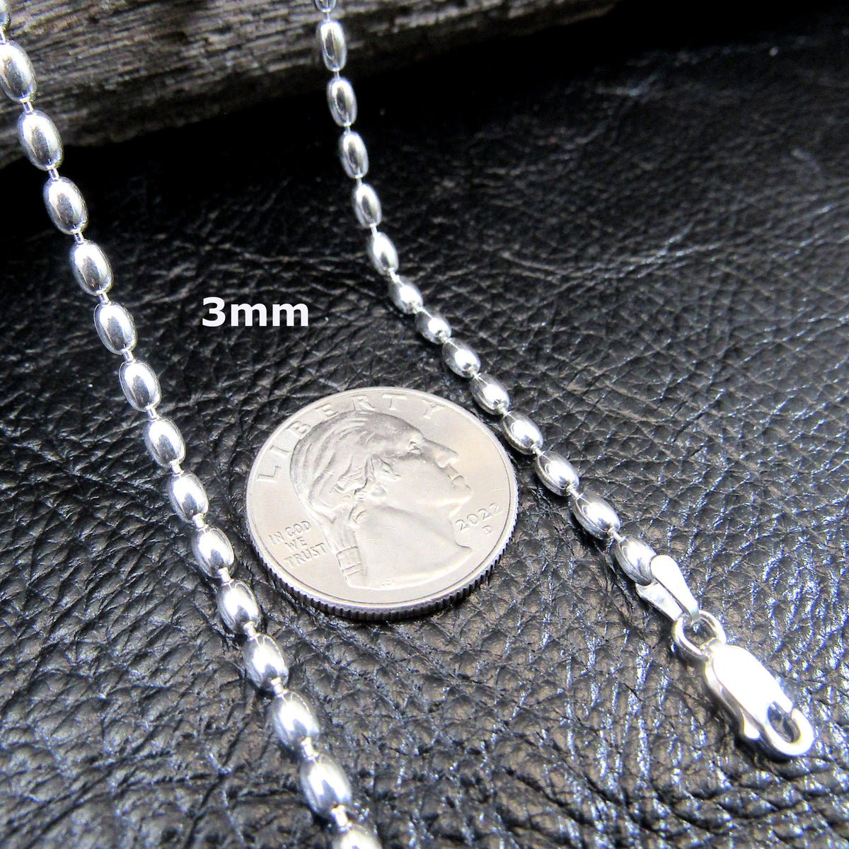 Solid 925 Sterling Silver Oval Bead Chain, Italian Rice Bead Necklace or Bracelet, Unisex Stacking and Layering Jewelry, 2mm-6mm, 8"-36"