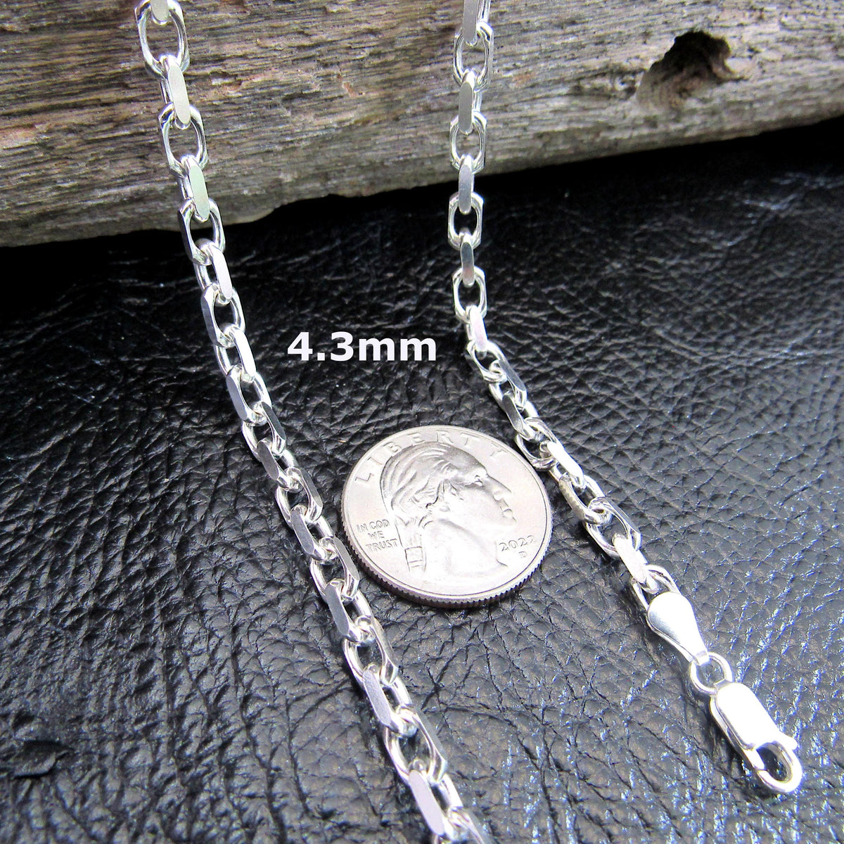 Solid 925 Sterling Silver Anchor Chain, Diamond Cut, Men's Nautical Cable Link Necklace or Bracelet, Made in Italy