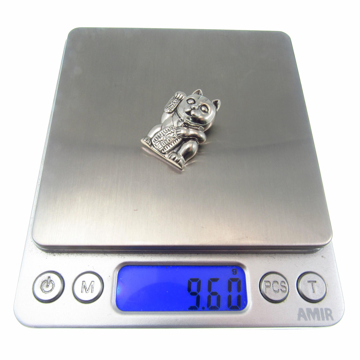 The Lucky Cat Pendant / Solid 925 Sterling Silver / Maneki Neko, Japanese Good Luck Charm Figurine, Prosperity and Fortune Jewelry