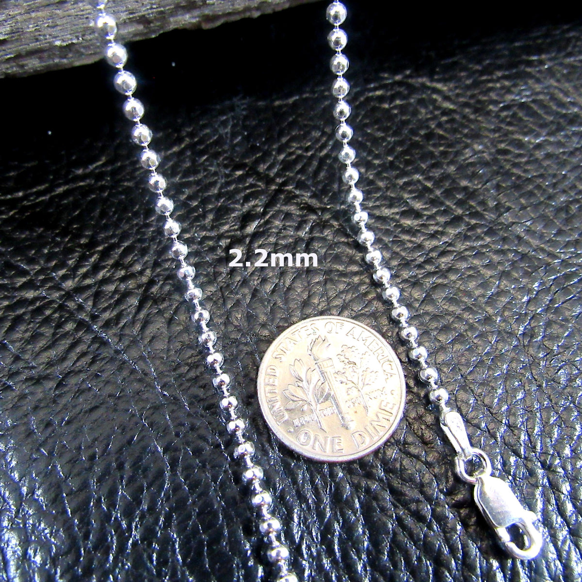 Solid 925 Sterling Silver Diamond Cut Ball Chain Necklace, Faceted Dainty Italian Bead Chain for Women, Made in Italy, 1mm–2.2mm, 16–30 inch