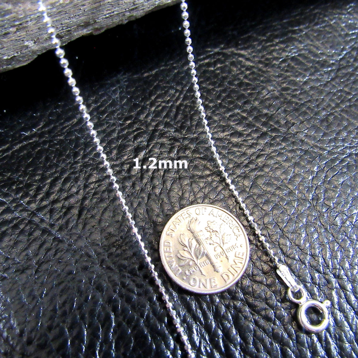 Solid 925 Sterling Silver Diamond Cut Ball Chain Necklace, Faceted Dainty Italian Bead Chain for Women, Made in Italy, 1mm–2.2mm, 16–30 inch