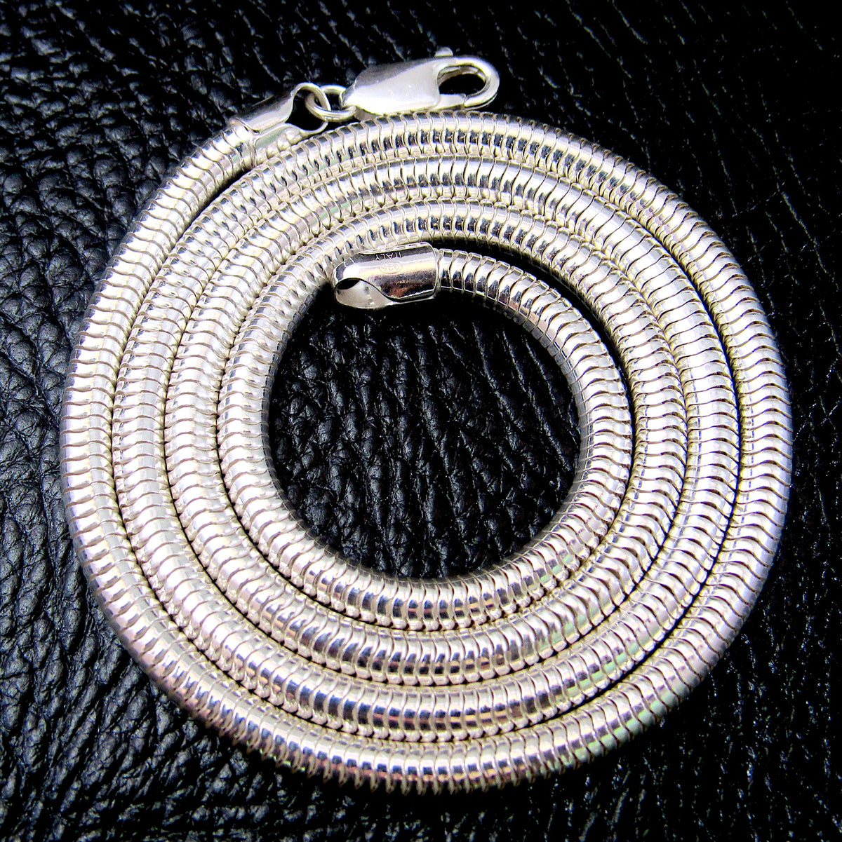 4MM Round Snake Chain, Solid 925 Sterling Silver, Snake 400 Gauge, Chunky Necklace, Italian Unisex Layering / Stacking Chain, Made in Italy