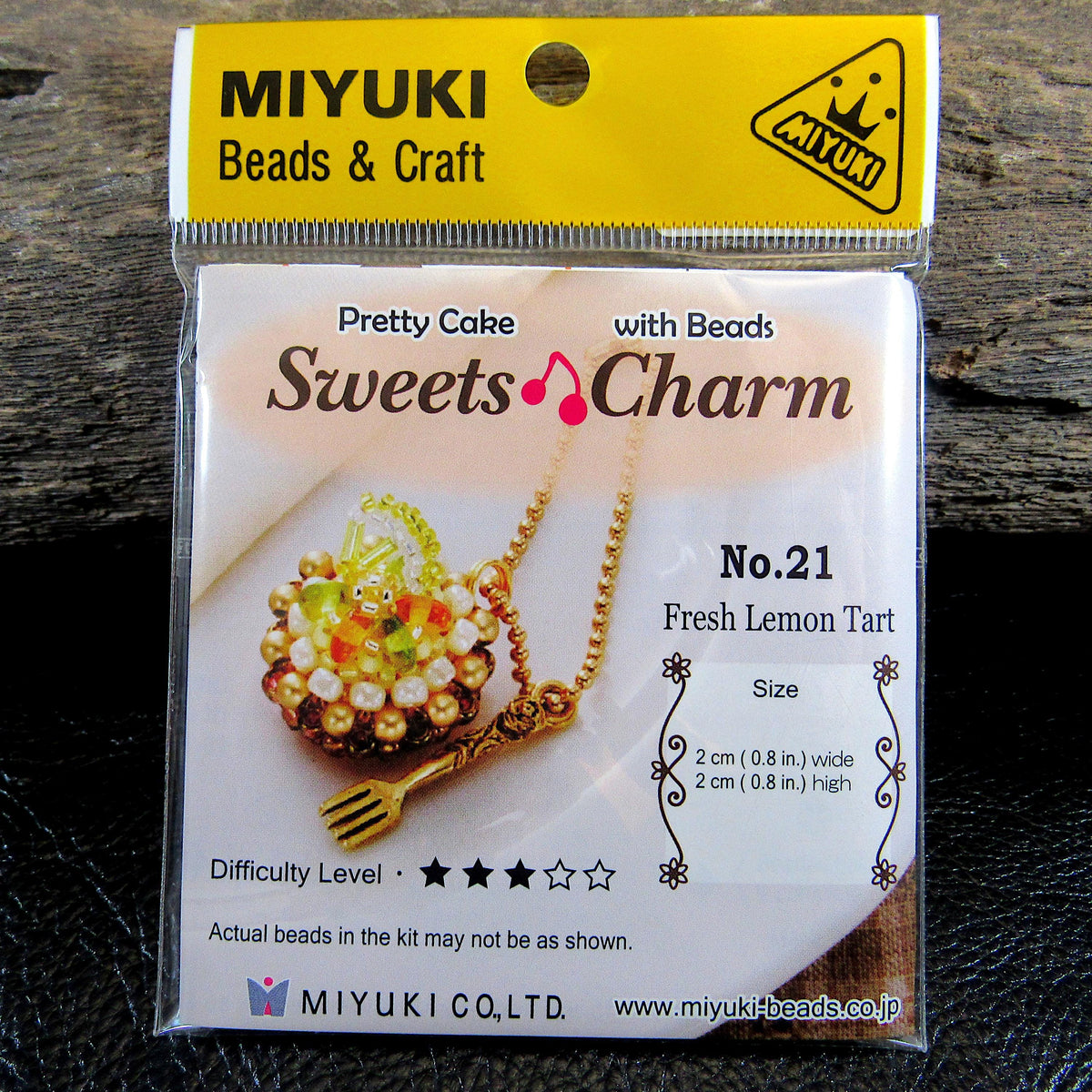 Miyuki Bead Jewelry Kit – Fresh Lemon Tart Sweets Charm – No. 21 – Japanese DIY Seed Beads Beading Kit – Made in Japan - MAS-21