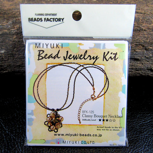 Miyuki Bead Jewelry Kit – Classy Bouquet Necklace, Japanese Beading Kit with Glass Beads, DIY Necklace Craft Kit, Made in Japan, BFK-125
