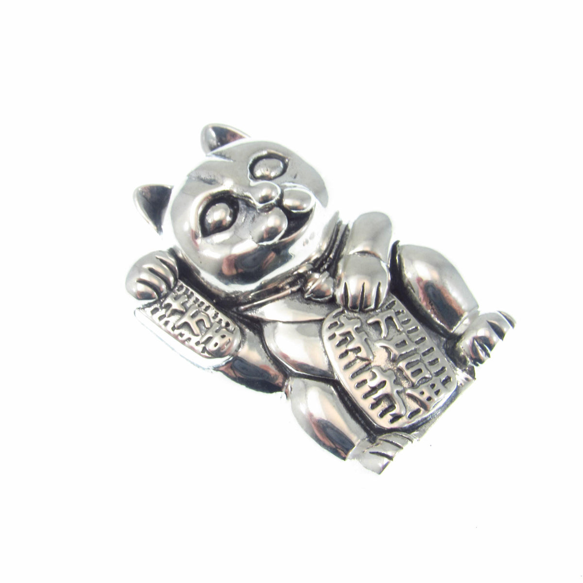 The Lucky Cat Pendant / Solid 925 Sterling Silver / Maneki Neko, Japanese Good Luck Charm Figurine, Prosperity and Fortune Jewelry