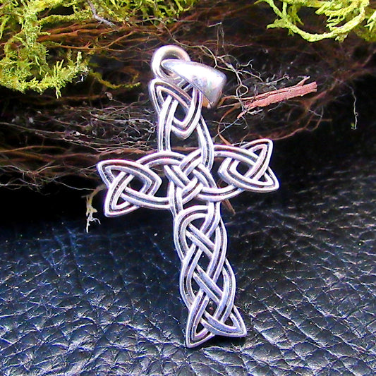 Solid 925 Sterling Silver Celtic Cross – Trinity Knot Design, Unisex Christian Necklace Pendant