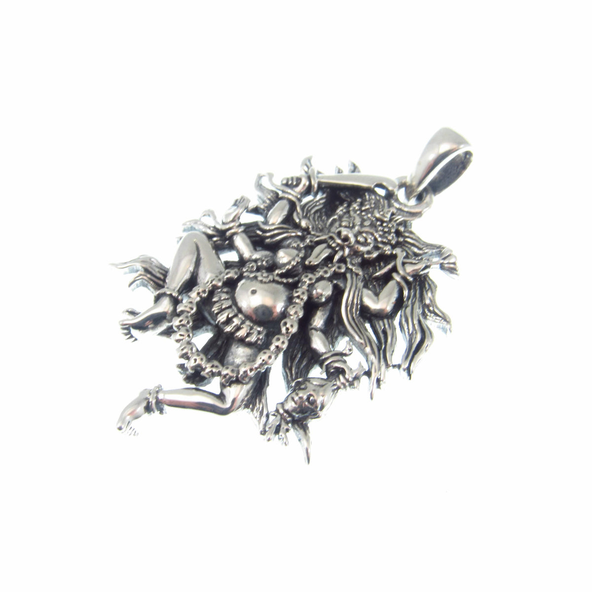 Kali Goddess Pendant / Solid 925 Sterling Silver / Fierce Hindu Deity Amulet, Powerful Spiritual Jewelry, Statement Necklace Pendant
