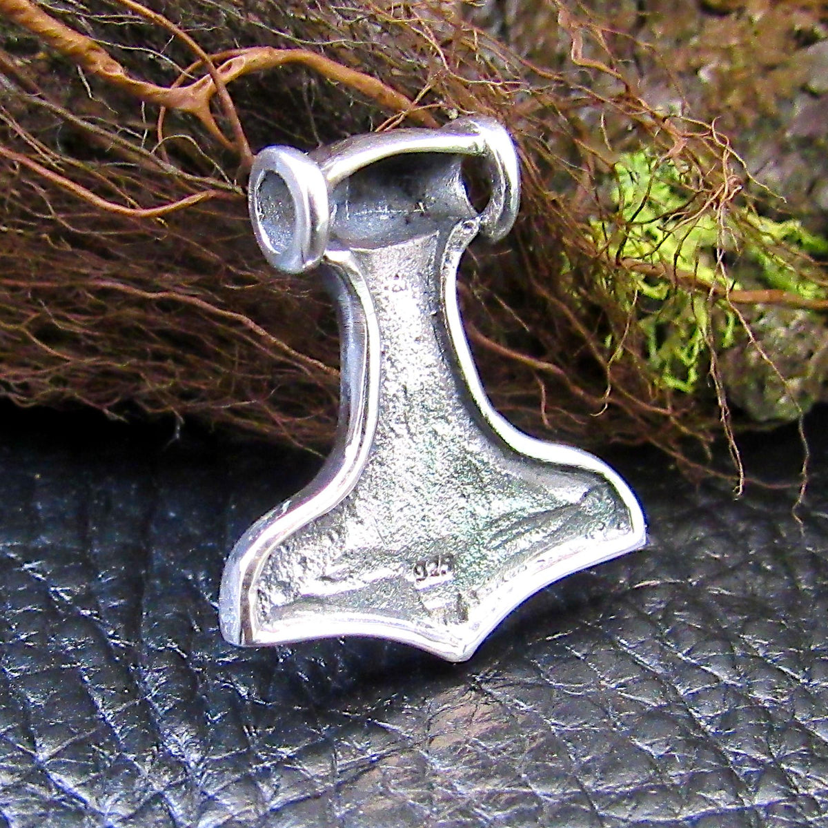 Solid 925 Sterling Silver Norse Thor's Hammer Slide Pendant, Mjollnir Necklace Charm