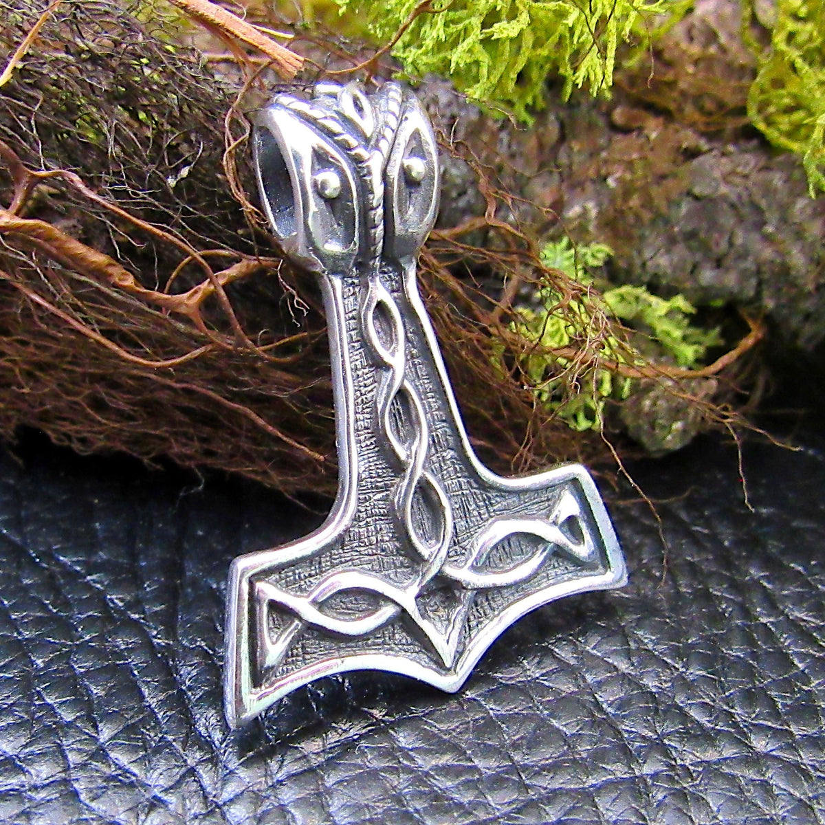 Solid 925 Sterling Silver Thor's Hammer Slide Pendant, Mjolnir Necklace Charm, Viking Jewelry, Norse Amulet, Woodland Cottagecore Jewelry