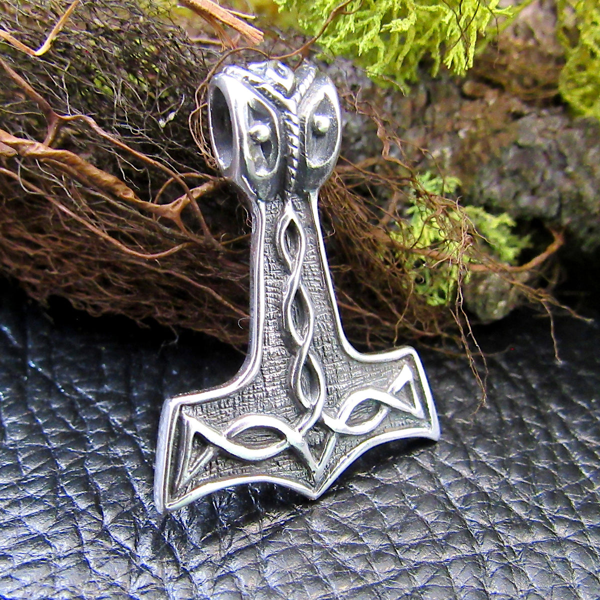 Solid 925 Sterling Silver Thor's Hammer Slide Pendant, Mjolnir Necklace Charm, Viking Jewelry, Norse Amulet, Woodland Cottagecore Jewelry