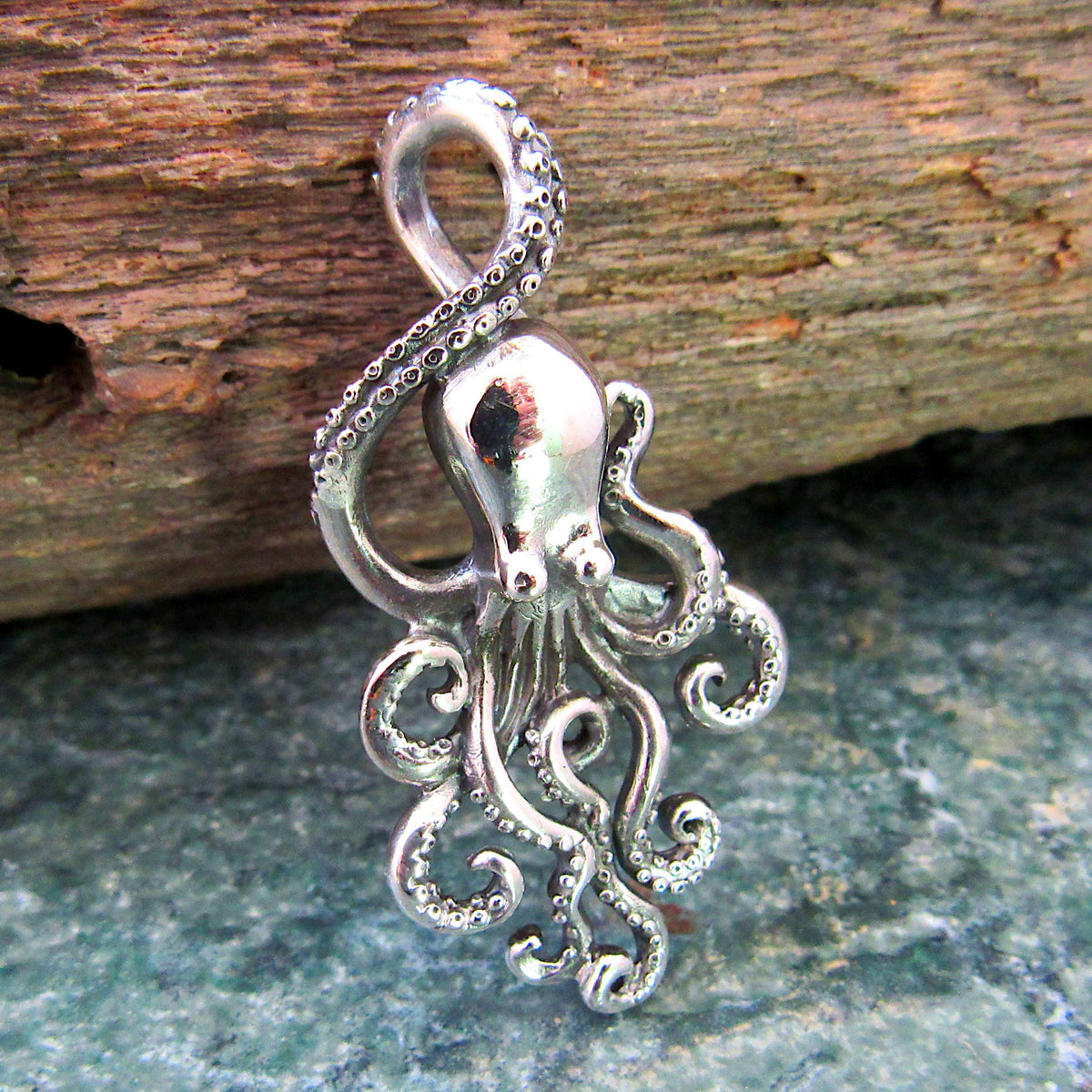 Large Solid 925 Sterling Silver Octopus Slide Pendant – Nautical Jewelry – Ocean Lover Statement Piece