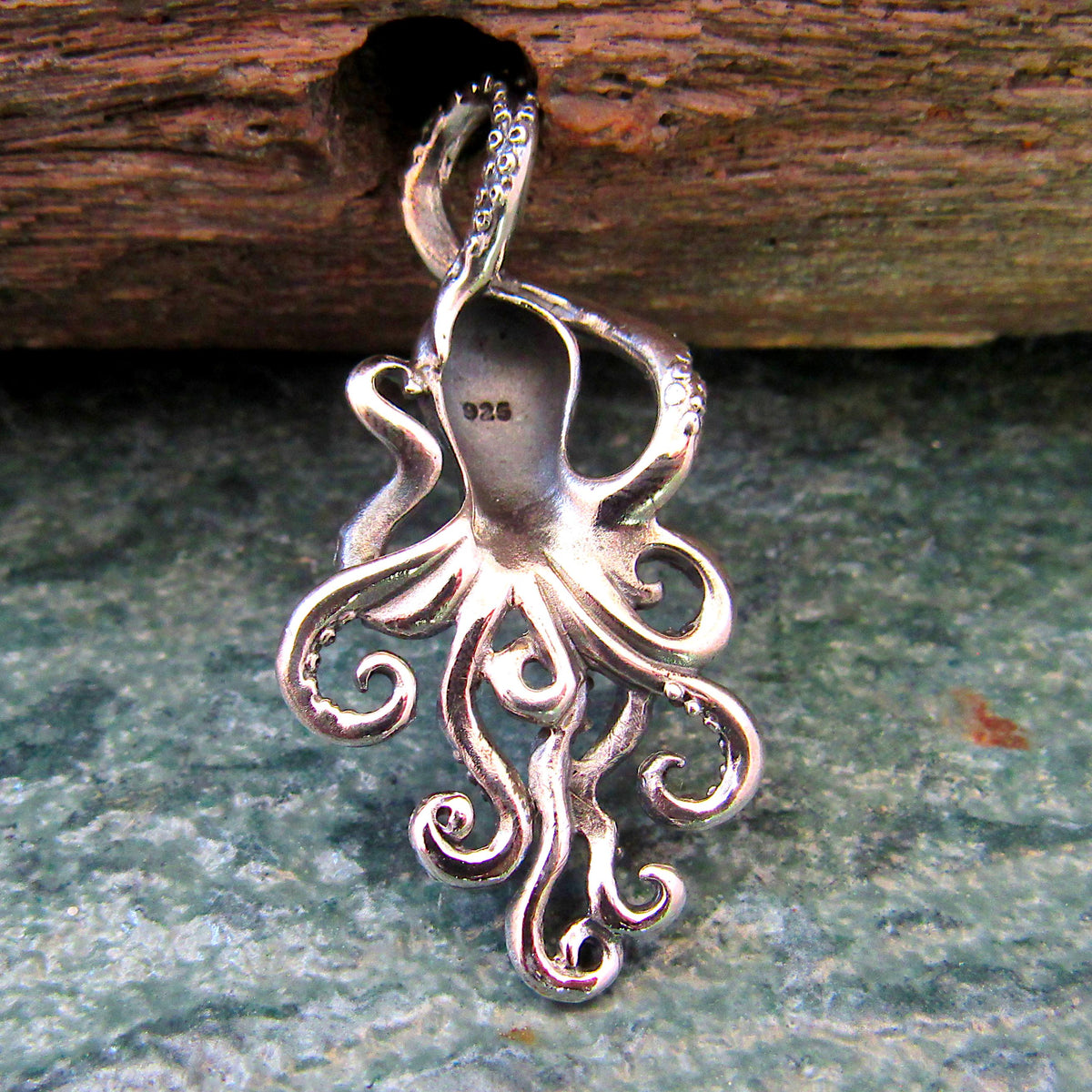 Large Solid 925 Sterling Silver Octopus Slide Pendant – Nautical Jewelry – Ocean Lover Statement Piece