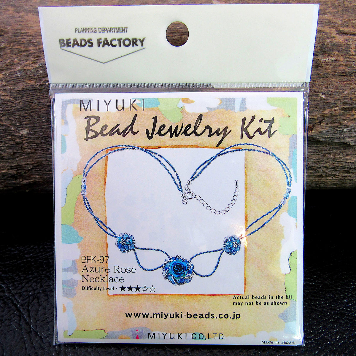 Miyuki Bead Jewelry Kit Azure Rose Necklace • Japanese Bead Craft Project Kit • DIY Beaded Necklace Kit with Blue Rose Design - BFK-97