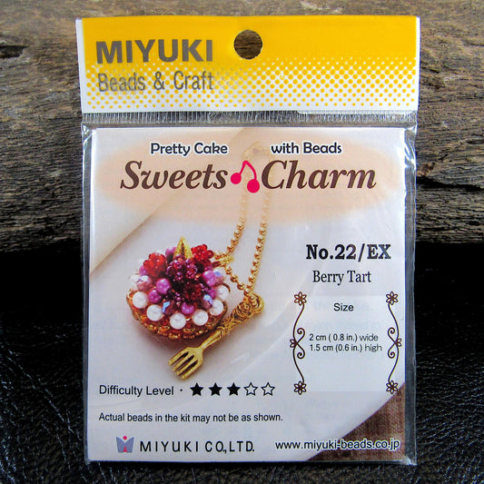 Miyuki Sweets Charm Bead Jewelry Kit – Berry Tart Mini Dessert Pendant, Made in Japan, Cute Kawaii Beading Kit, DIY Craft Gift - MAS-22