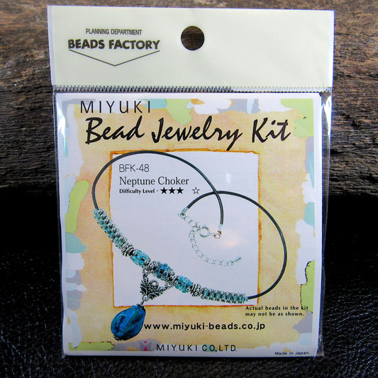 Miyuki Bead Jewelry Kit Neptune Choker – Japanese Beading Kit, DIY Necklace Craft Set, Blue Glass Bead Choker, Made in Japan - BFK-48
