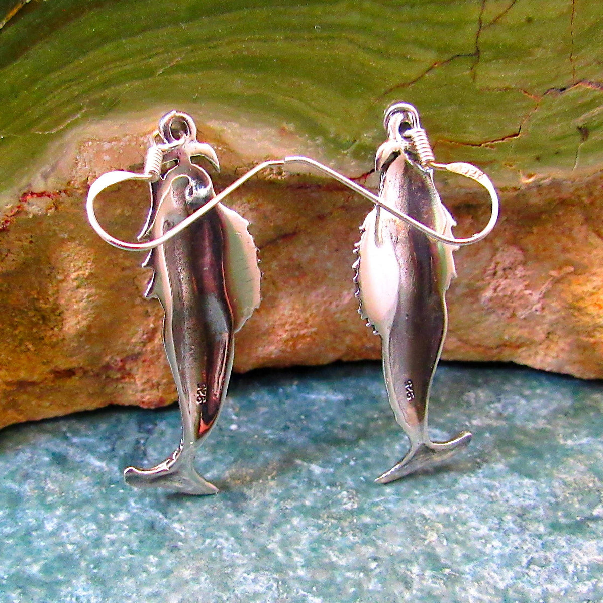 Solid 925 Sterling Silver Mermaid Earrings – Nautical Ocean Jewelry for Women, Handcrafted Sea Siren Drop / Dangle / Hook Earrings